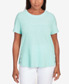 ALFRED DUNNER WOMEN'S CLASSIC BRIGHTS SOLID TEXTURE SPLIT SHIRTTAIL T-SHIRT