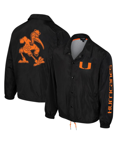 The Wild Collective Men's And Women's  Black Miami Hurricanes Coaches Full-snap Jacket