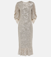 Roberta Einer Drama Sequined Midi Dress In Silver