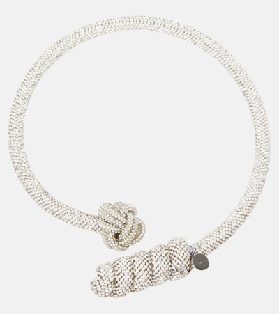 Max Mara Sand Crystal-embellished Necklace In Silver