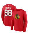 Fanatics Men's  Connor Bedard Red Chicago Blackhawks Authentic Stack Name And Number Long Sleeve T-sh In Red