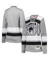 Mitchell & Ness Women's  Silver Distressed Las Vegas Raiders Big Face 7.0 Long Sleeve Jersey T-shirt In Silver