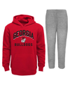 OUTERSTUFF INFANT BOYS AND GIRLS RED, GRAY GEORGIA BULLDOGS PLAY-BY-PLAY PULLOVER FLEECE HOODIE AND PANTS SET