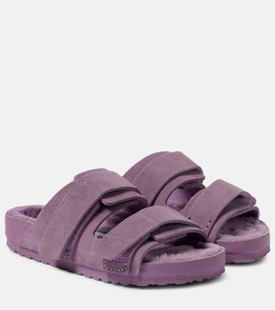 Birkenstock 1774 Uji Suede And Leather Slippers In Viola