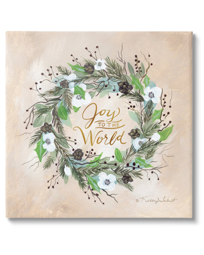 STUPELL JOY TO THE WORLD HOLIDAY FLORAL WREATH BY KELLEY TALENT WALL ART