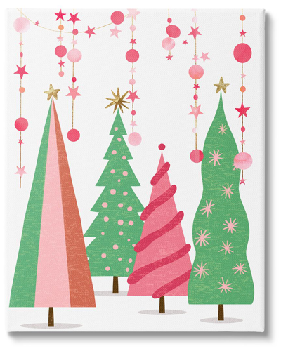 Stupell Pink & Green Christmas Trees By Ziwei Li Wall Art