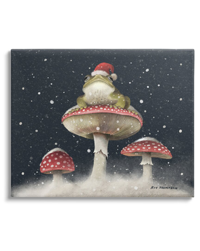 Stupell Frog In Santa Hat Snowy Mushrooms By Roy Thompson Wall Art