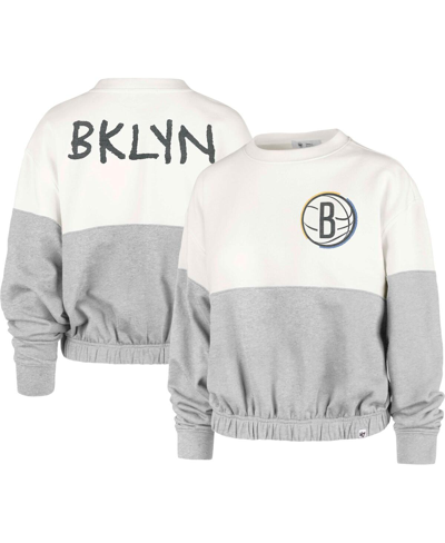 47 Brand Women's ' Cream Distressed Brooklyn Nets 2022/23 City Edition Take Two Bonita Sweatshirt