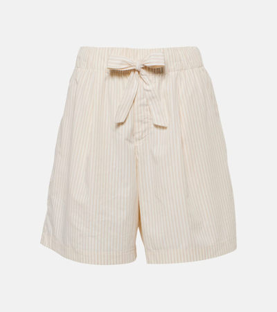 Birkenstock 1774 X Tekla Striped Cotton Pajama Shorts In Beige
