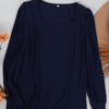 Anna-kaci Square Neck Pleated Shoulder Blouse In Blue