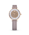 Swarovski Women's Analog Swiss Made Octea Nova Gray Leather Strap Watch, 33mm In Beige,khaki