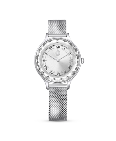 Swarovski Women's Analog Swiss Made Octea Nova Silver-tone Stainless Steel Bracelet Watch, 33mm In Silver Tone
