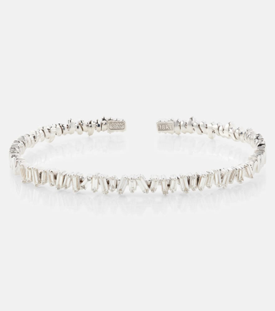 Suzanne Kalan Classic 18kt White Gold Bangle With Diamonds In Metallic