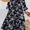 Anna-kaci Shirred Waist Floral Print Dress In Black