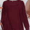 Anna-kaci Square Neck Pleated Shoulder Blouse In Red