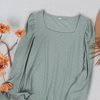 Anna-kaci Square Neck Pleated Shoulder Blouse In Green