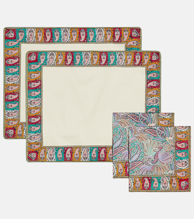 Etro Set Of 2 Placemats And Napkins In Multi