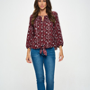 West K Veronica Tie Front Blouse In Red