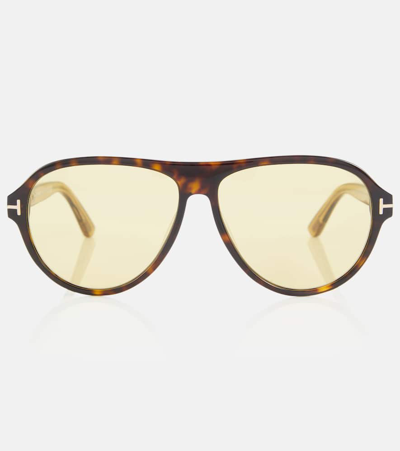 Tom Ford Quincy Sunglasses In Havana/yellow Solid