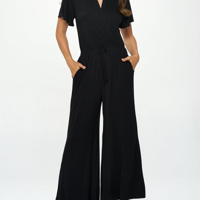 West K Tiffany Flutter Sleeve Knit Jumpsuit In Black