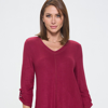 West K Nora Ultrasoft V-neck Tunic With Long Sleeves And Front Seam Detail In Red