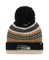 47 BRAND WOMEN'S '47 BRAND NATURAL SEATTLE SEAHAWKS BARISTA CUFFED KNIT HAT WITH POM