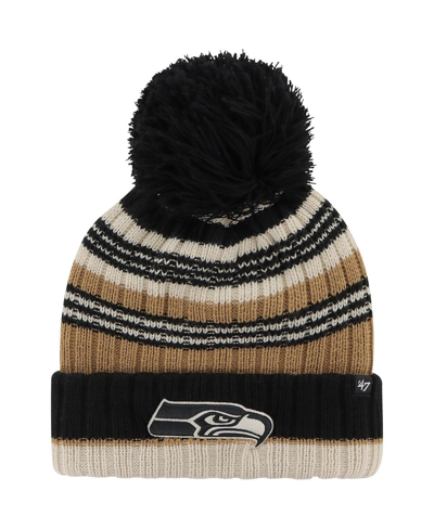 47 Brand Women's ' Natural Seattle Seahawks Barista Cuffed Knit Hat With Pom
