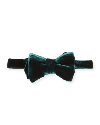Tom Ford Velvet Bow Tie, Navy, One Size In Emerald