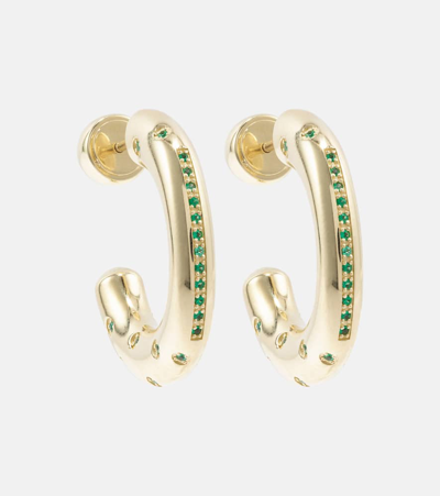 Lauren Rubinski Peggy 14kt Gold Hoop Earrings With Emeralds