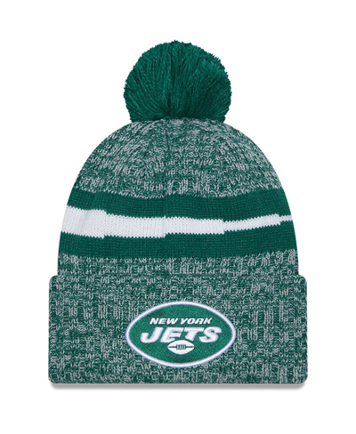 New Era Men's  Green New York Jets 2023 Sideline Cuffed Knit Hat With Pom
