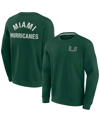 Fanatics Signature Men's And Women's  Green Miami Hurricanes Super Soft Pullover Crew Sweatshirt In Green
