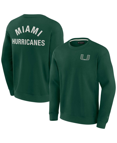 Fanatics Signature Men's And Women's  Green Miami Hurricanes Super Soft Pullover Crew Sweatshirt