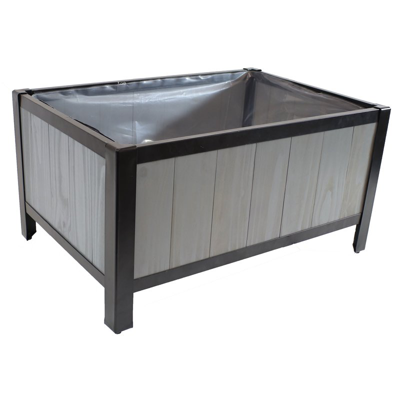 Sunnydaze Decor Acacia Wood Steel-framed Planter Box With Removable Planter Bag In Grey