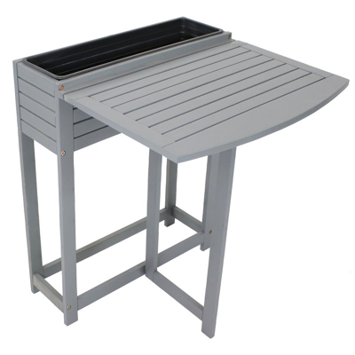 Sunnydaze Decor Acacia Wood Folding Table With Planter Box In Gray