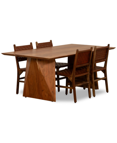Macy's Emmilyn 5-pc. Dining Set (dining Table & 4 Dining Chairs) In Brown