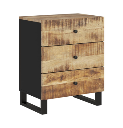 Vidaxl Bedside Cabinet 19.7"x13"x24.4" Solid Wood Mango Engineered Wood In Brown