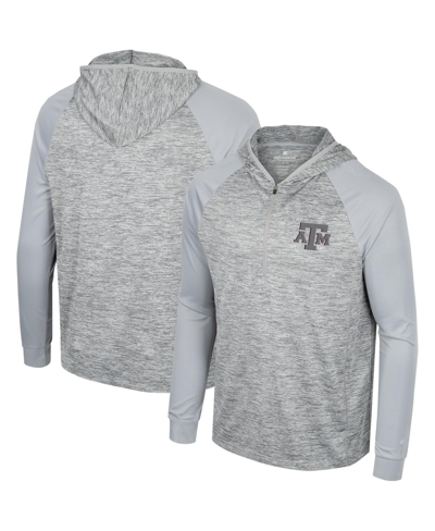 Colosseum Men's  Gray Texas A&m Aggies Cybernetic Raglan Quarter-zip Hooded Top