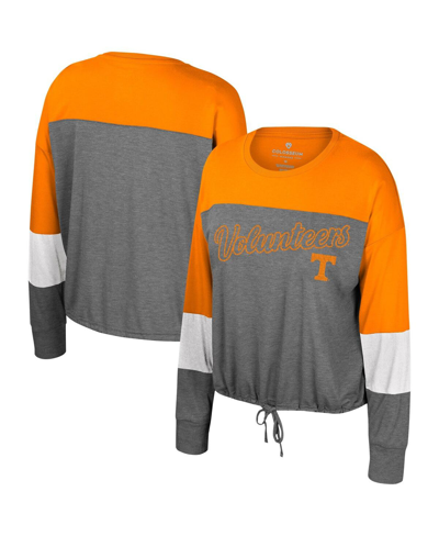 Colosseum Women's  Gray Tennessee Volunteers Twinkle Lights Tie Front Long Sleeve T-shirt