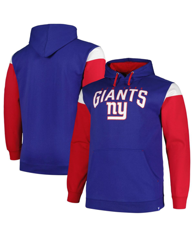 PROFILE MEN'S PROFILE ROYAL NEW YORK GIANTS BIG AND TALL TRENCH BATTLE PULLOVER HOODIE