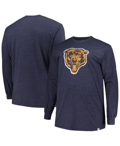 PROFILE MEN'S PROFILE HEATHER NAVY DISTRESSED CHICAGO BEARS BIG AND TALL THROWBACK LONG SLEEVE T-SHIRT