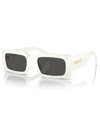 Prada Lettering Rectangular Women's Sunglasses, Pr A07s In Talc