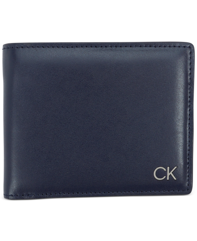 Calvin Klein Men's Delfin Leather Rfid Slimfold Wallet In Navy