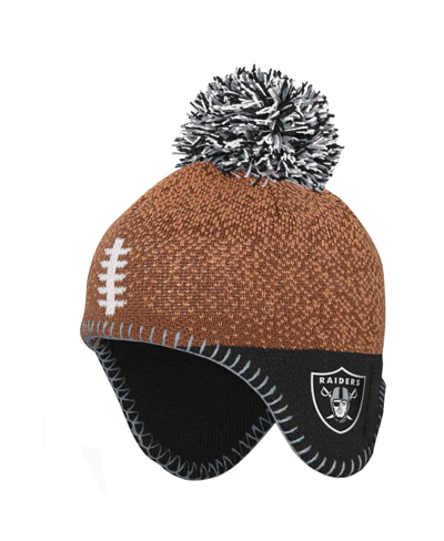 Outerstuff Babies' Preschool Boys And Girls Brown Las Vegas Raiders Football Head Knit Hat With Pom