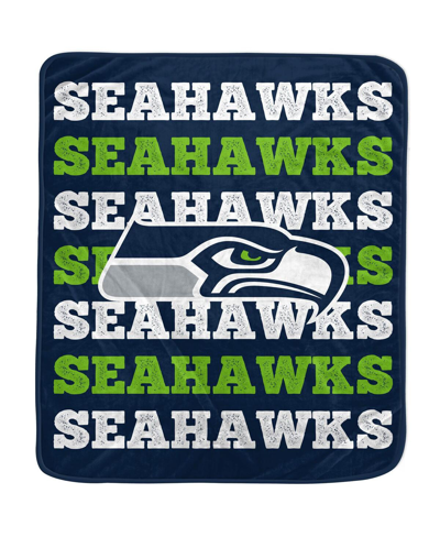 Pegasus Home Fashions Seattle Seahawks 60'' X 70'' Logo Wordmark Plush Blanket In Navy
