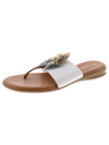 Andre Assous Novalee Womens Metallic Fringe Pom Thong Sandals In Multi