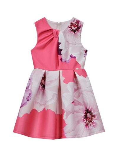 Reiss Kids' Rosalind - Pink Junior Scuba Floral Print Dress, Age 6-7 Years