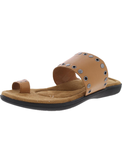 Array Catalina Womens Leather Studded Slide Sandals In Gold
