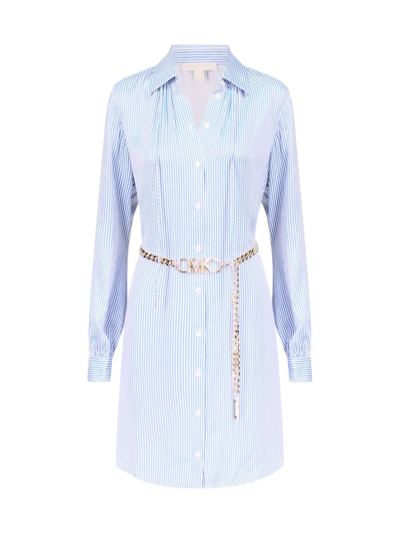Michael Michael Kors Women's Pinstripe Belted Minidress In Blueberry