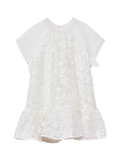 Reiss Kids' Little Girl's & Girl's Embellished Floral Embroidered Dress In Ivory