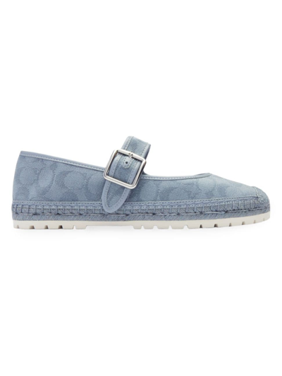 Coach Courtney Espadrille In Signature Canvas In Grey Blue